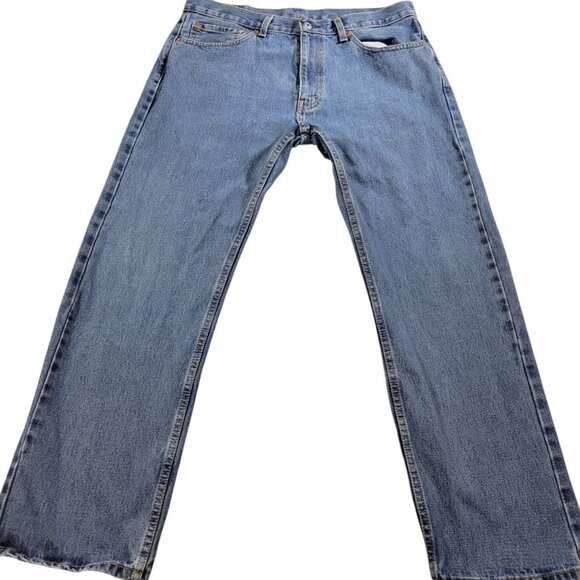 Levis 505 Jeans Mens 36x29 Tag 36x30 Regular Straight Denim Dark Wash - Picture 1 of 7